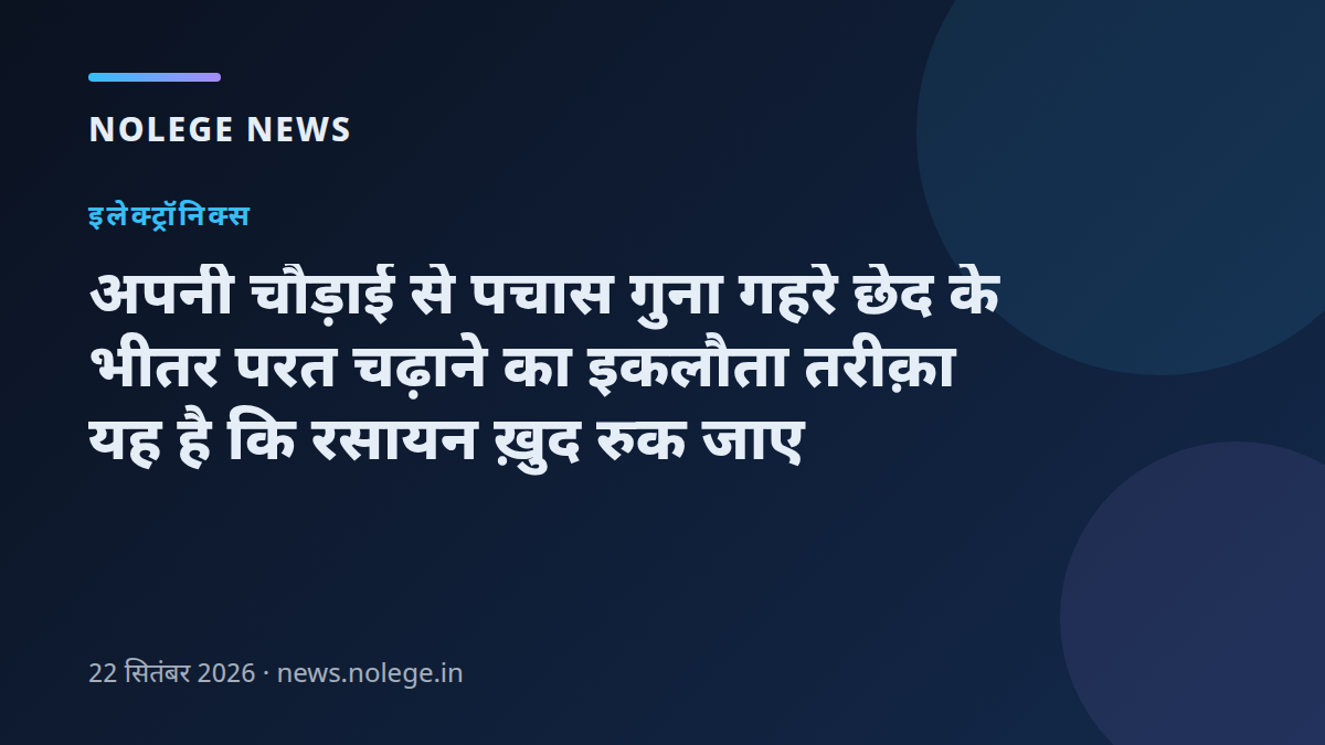 अपनी चौड़ाई से पचास गुना गहरे छेद के भीतर परत चढ़ाने का इकलौता तरीक़ा यह है कि रसायन ख़ुद रुक जाए
