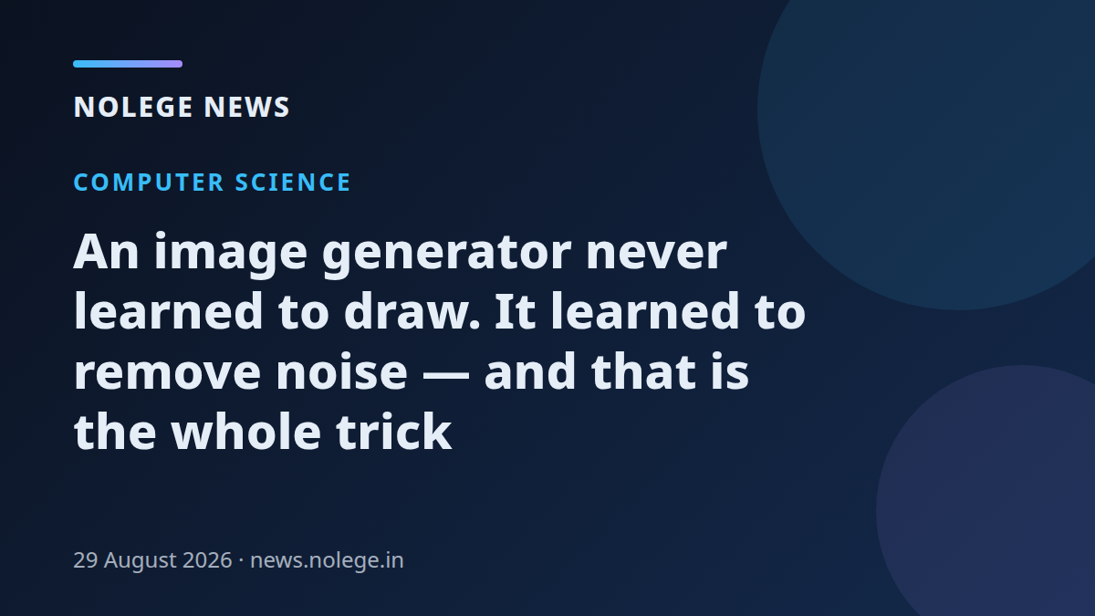 An image generator never learned to draw. It learned to remove noise — and that is the whole trick