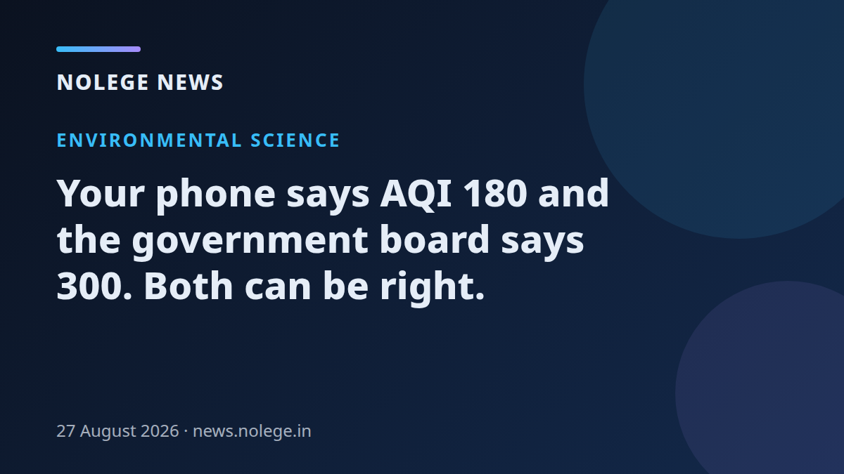 Your phone says AQI 180 and the government board says 300. Both can be right.