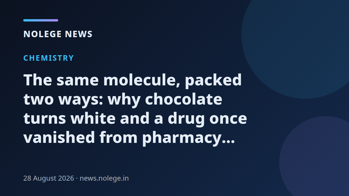 The same molecule, packed two ways: why chocolate turns white and a drug once vanished from pharmacy shelves