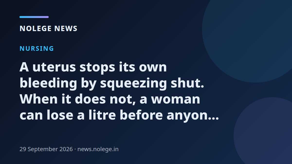 A uterus stops its own bleeding by squeezing shut. When it does not, a woman can lose a litre before anyone is certain she is bleeding
