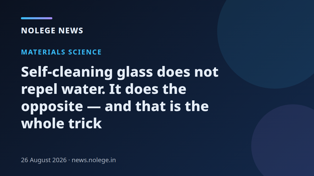 Self-cleaning glass does not repel water. It does the opposite — and that is the whole trick
