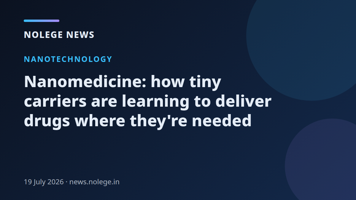 Nanomedicine: how tiny carriers are learning to deliver drugs where they're needed