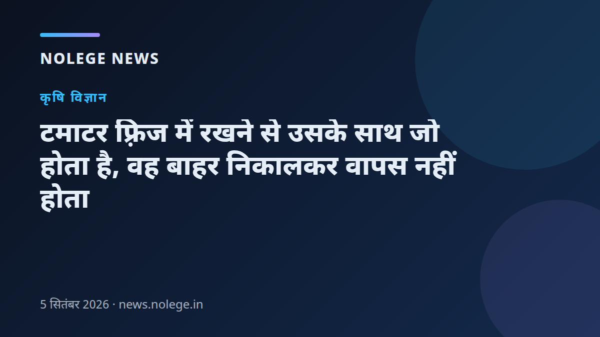 टमाटर फ़्रिज में रखने से उसके साथ जो होता है, वह बाहर निकालकर वापस नहीं होता