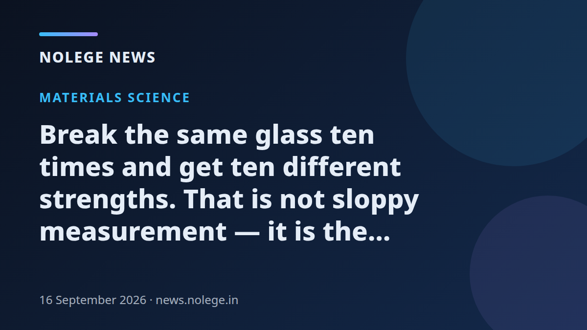 Break the same glass ten times and get ten different strengths. That is not sloppy measurement — it is the material
