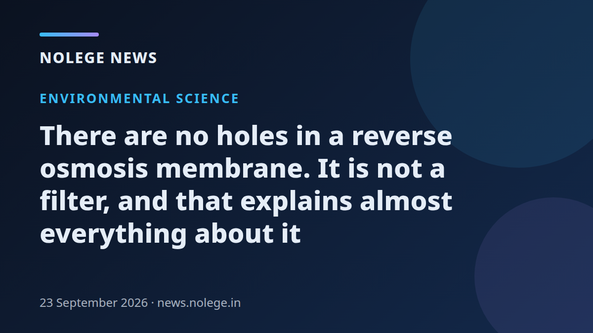 There are no holes in a reverse osmosis membrane. It is not a filter, and that explains almost everything about it