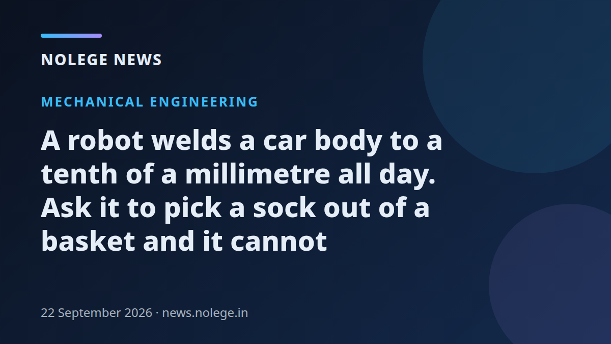 A robot welds a car body to a tenth of a millimetre all day. Ask it to pick a sock out of a basket and it cannot